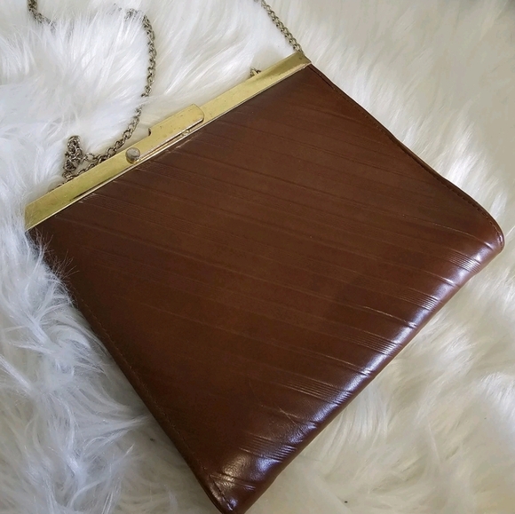 Vintage • Leather And Brass Handbag - Picture 3 of 8